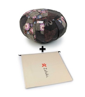 Pack 4 - Zafu redondo tejido japonés más bolsa protectora